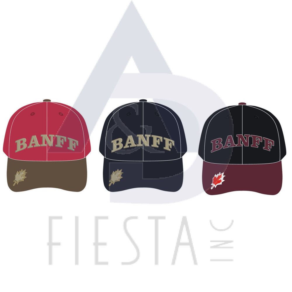BANFF CAP WITH 3D “BANFF” ON THE CAP AND MAPLE LEAF ON THE VISOR- ASST COLORS