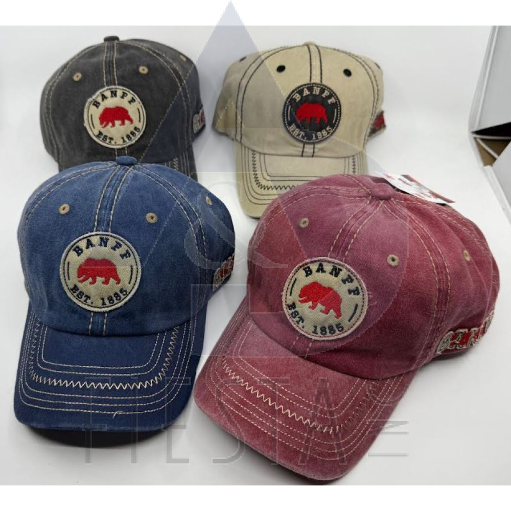 BANFF CAP WITH ROUND PATCH WITH BEAR/EST. 1885, SIDE PATCH BANFF/1885 ASSORTED COLORS