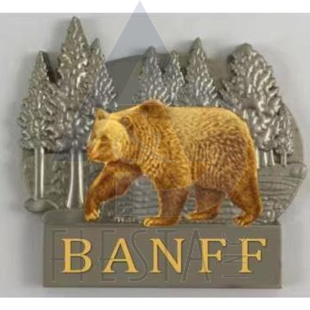 BANFF METAL 2-TONE MOOSE WALKING IN FOREST MAGNET