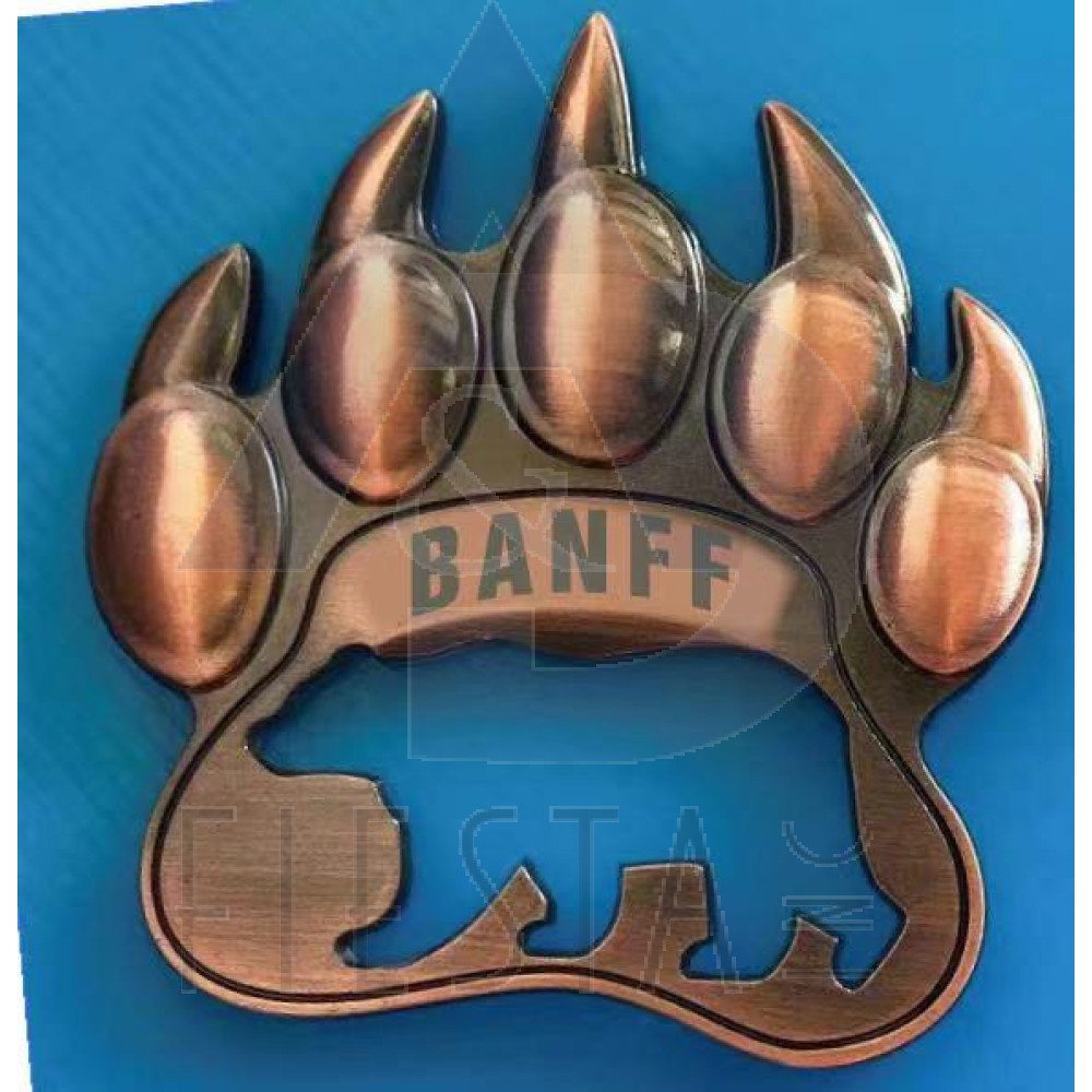 BANFF BEAR CLAW BOTTLE OPENER MAGNET WITH CUT-OUT BEAR