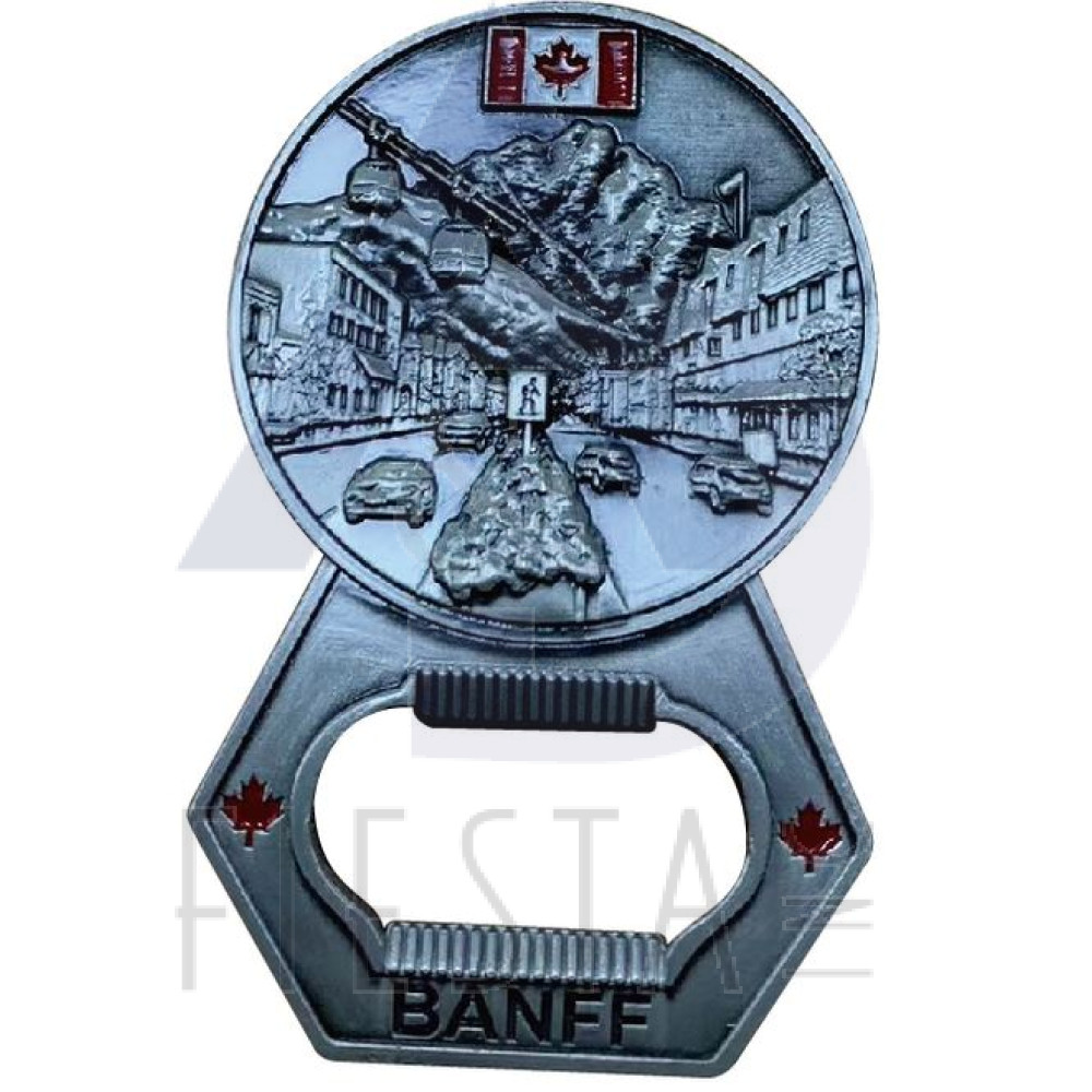 BANFF METAL BOTTLE OPENER WITH LANDMARKS MAGNET