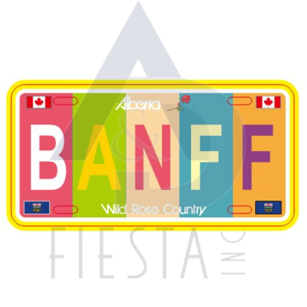 BANFF METAL LICENSE PLATE "BANFF" MULTI LIGHT COLOR 10X5 CM MAGNET