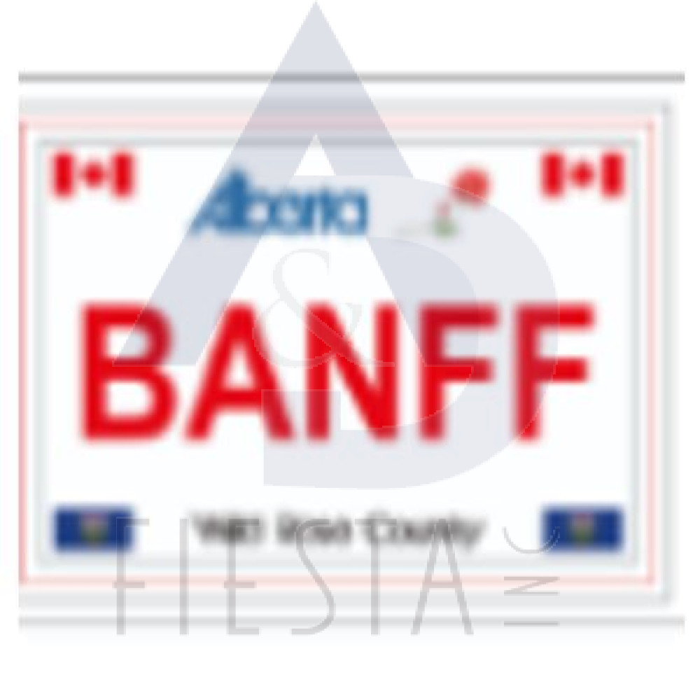BANFF-ALBERTA LICENSE PLATE "BANFF" 8X5.5 MAGNET
