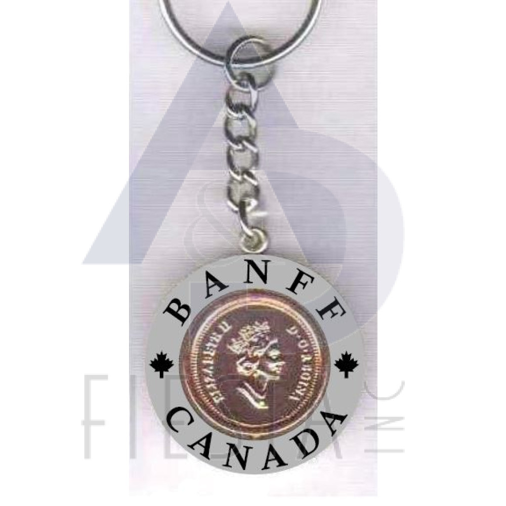 BANFF ROUND WITH PENNY CENTER KEY CHAIN
