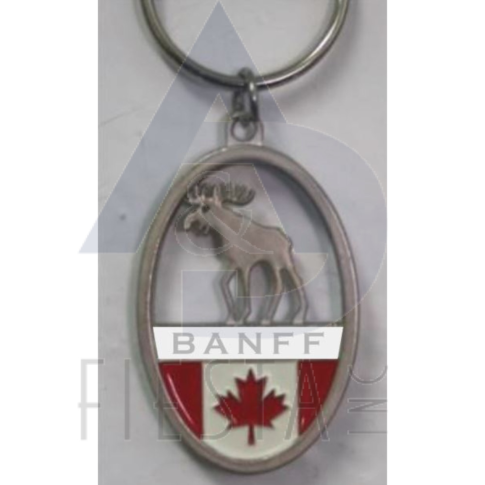 BANFF MOOSE OVAL WITH FLAG KEY CHAIN 