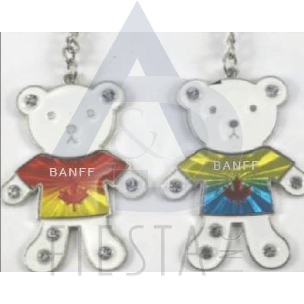 BANFF TEDDY BEAR W/STICKERS & STONES KEY CHAIN