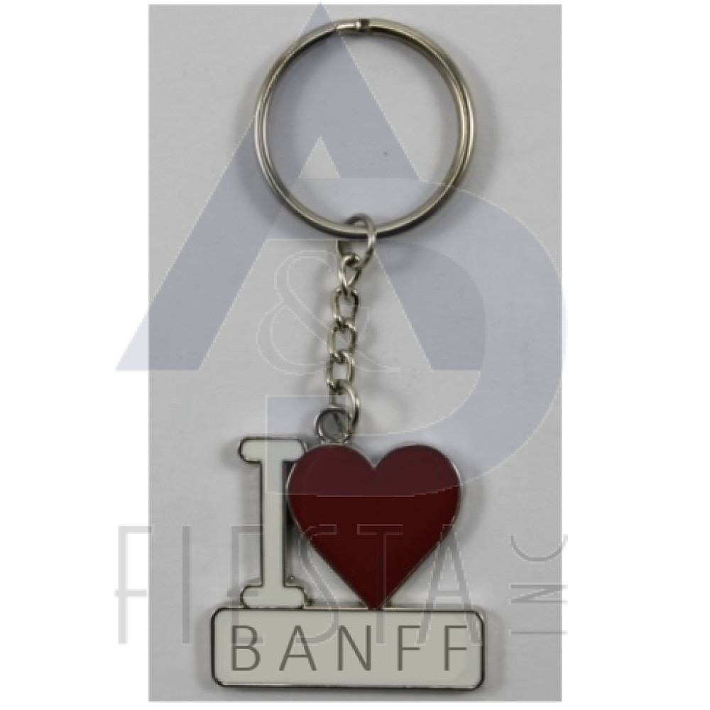 "I LOVE (HEART) BANFF"  RED/WHITE KEY CHAIN