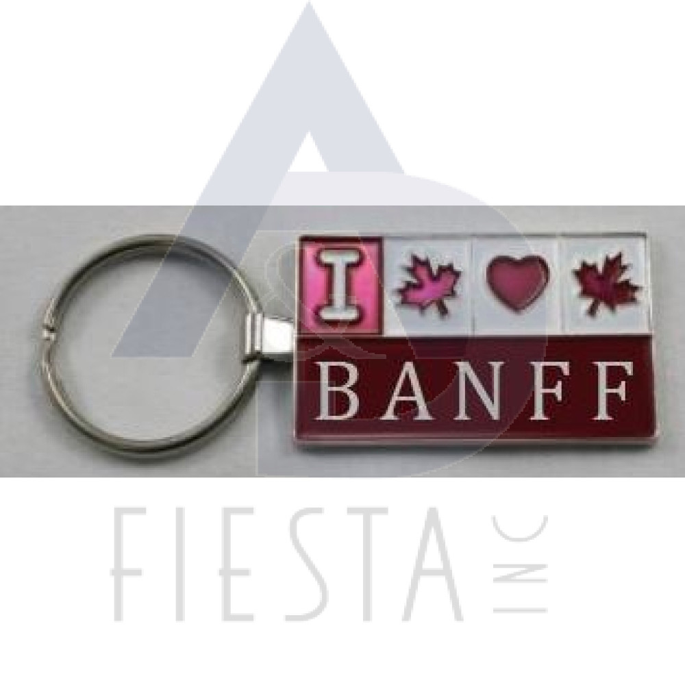 RECTANGLE “I LOVE BANFF” WITH MAPLE LEAFS KEY CHAIN