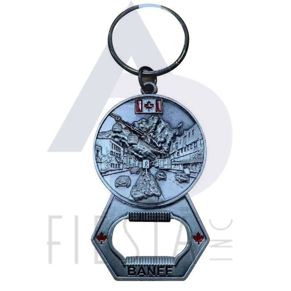 BANFF METAL BOTTLE OPENER WITH LANDMARKS KEY CHAIN