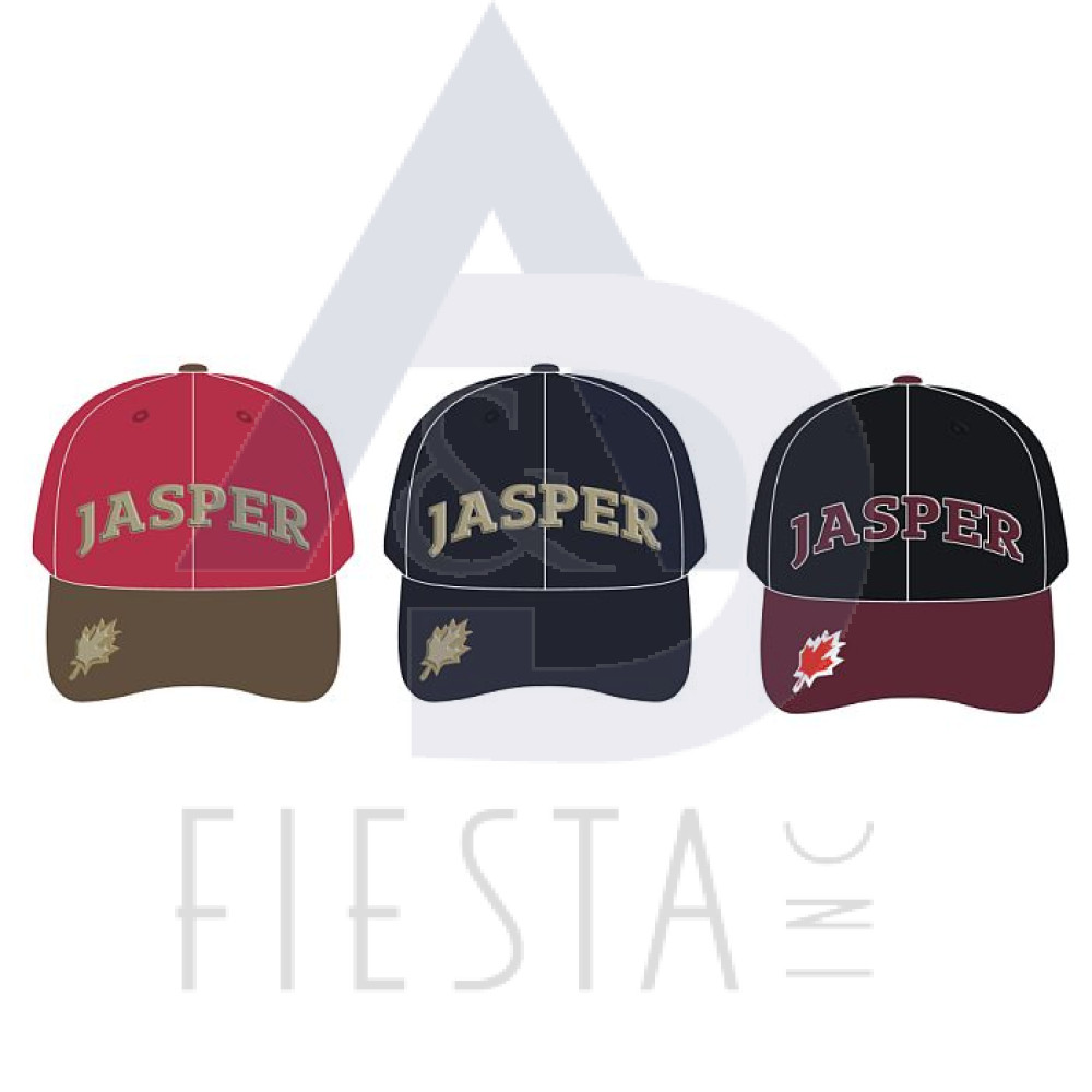 JASPER CAP WITH 3D “JASPER” ON THE CAP AND MAPLE LEAF ON THE VISOR- ASST COLORS