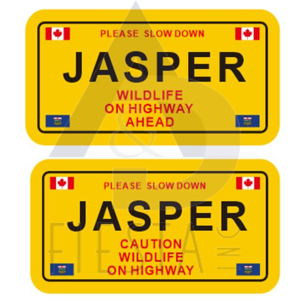 JASPER METAL LICENSE PLATE "JASPER CAUTION" 2 ASSORTED 10X5 MAGNET