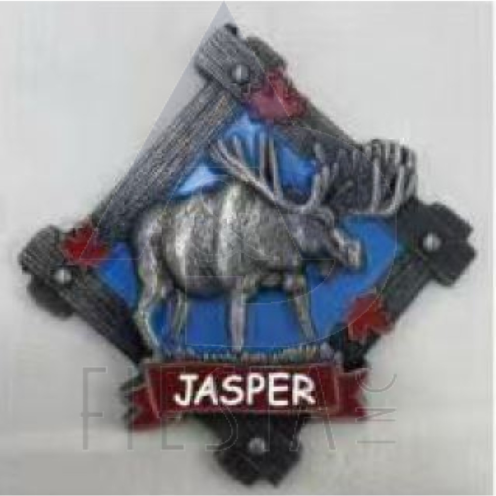 JASPER METAL DIAMOND SHAPE WOOD FRAME WITH MOOSE MAGNET
