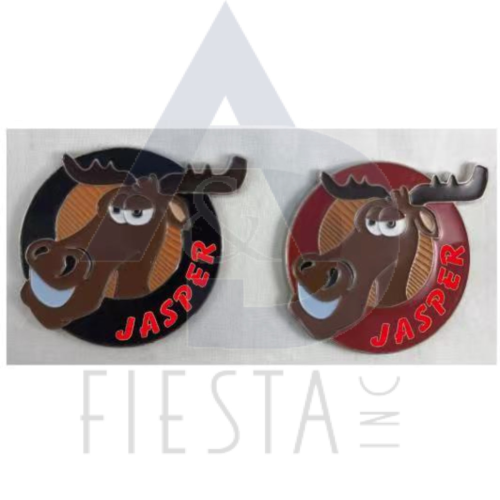 JASPER METAL ROUND STICKING OUT MOOSE WITH WHITE TEETH ASSORTED MAGNET