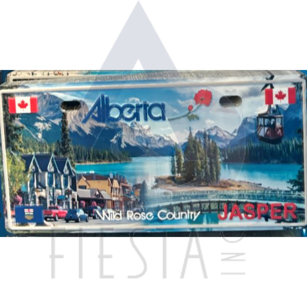 ALBERTA LICENSE PLATE WITH JASPER LANDMARKS 15X7.5 CM MAGNET