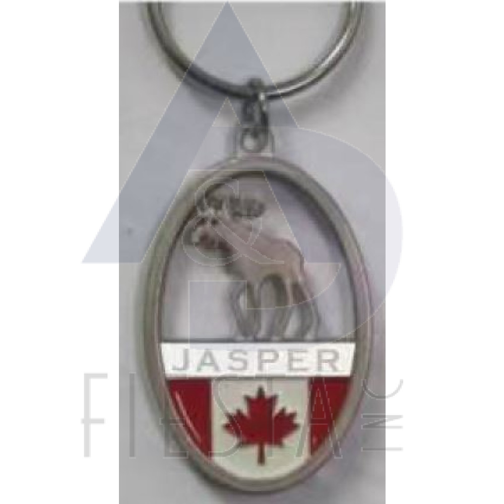 JASPER MOOSE OVAL WITH FLAG KEY CHAIN