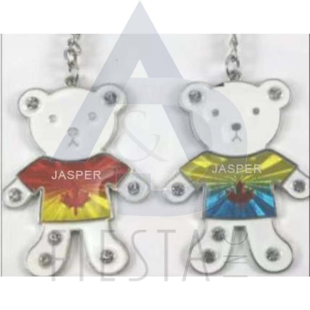 JASPER TEDDY BEAR W/STICKERS & STONES KEY CHAIN