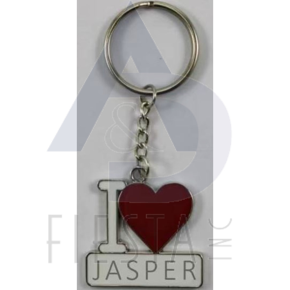 "I LOVE (HEART) JASPER"  RED/WHITE KEY CHAIN