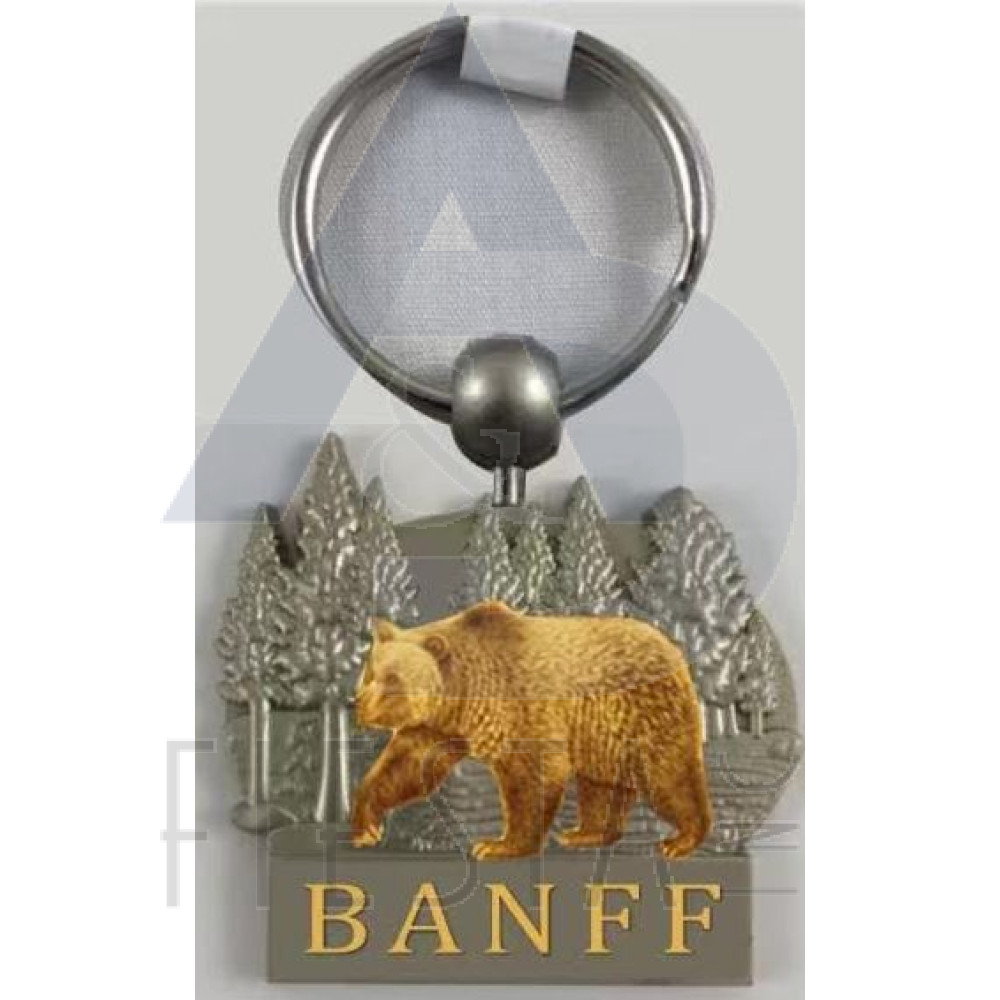 BANFF 2-TONE BEAR WALKING IN FOREST KEY CHAIN