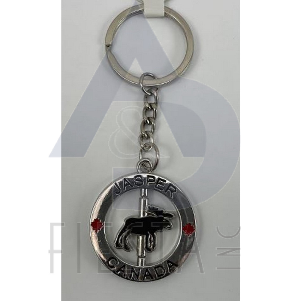 JASPER OVAL WITH SPINNING BROWN BEAR KEY CHAIN 