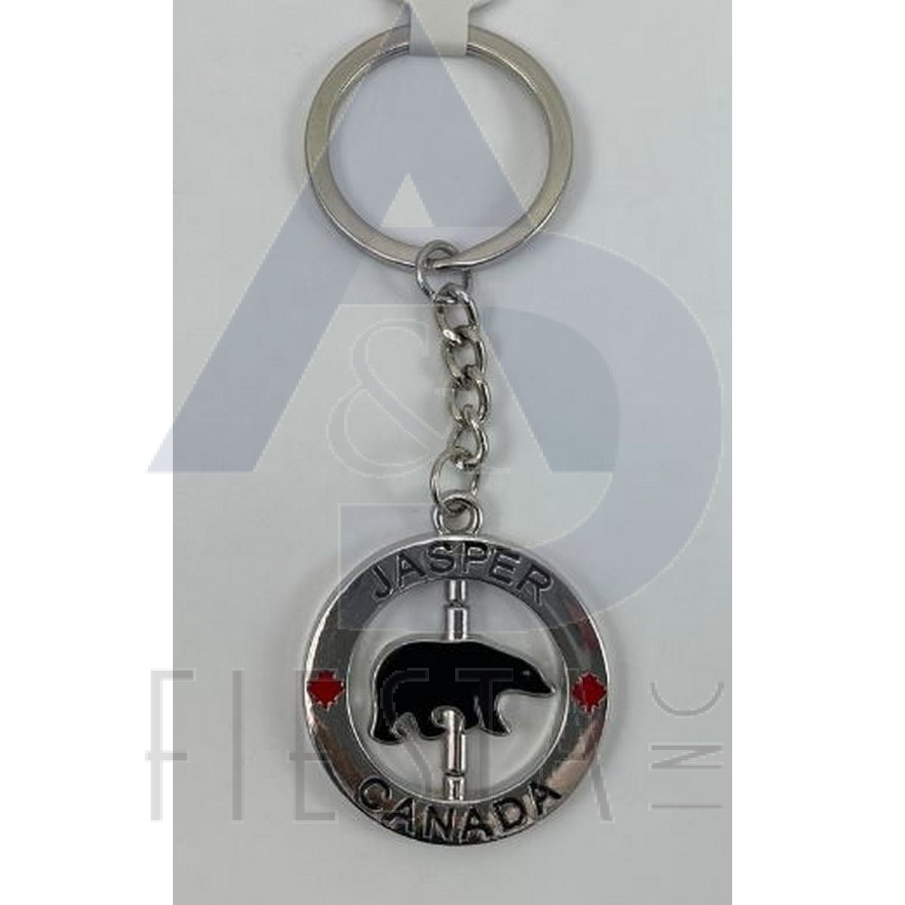 JASPER OVAL WITH SPINNING BROWN MOOSE KEY CHAIN 