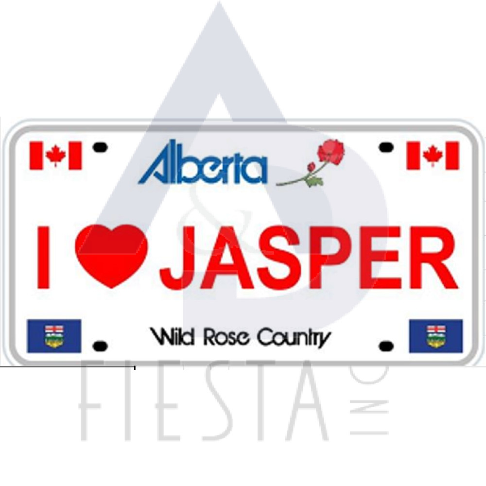 JASPER-ALBERTA "I LOVE (HEART) JASPER"  CAR LICENSE PLATE 15X30 CM