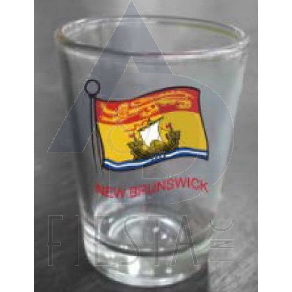 NEW BRUNSWICK SHOT GLASS WITH WAVY FLAG