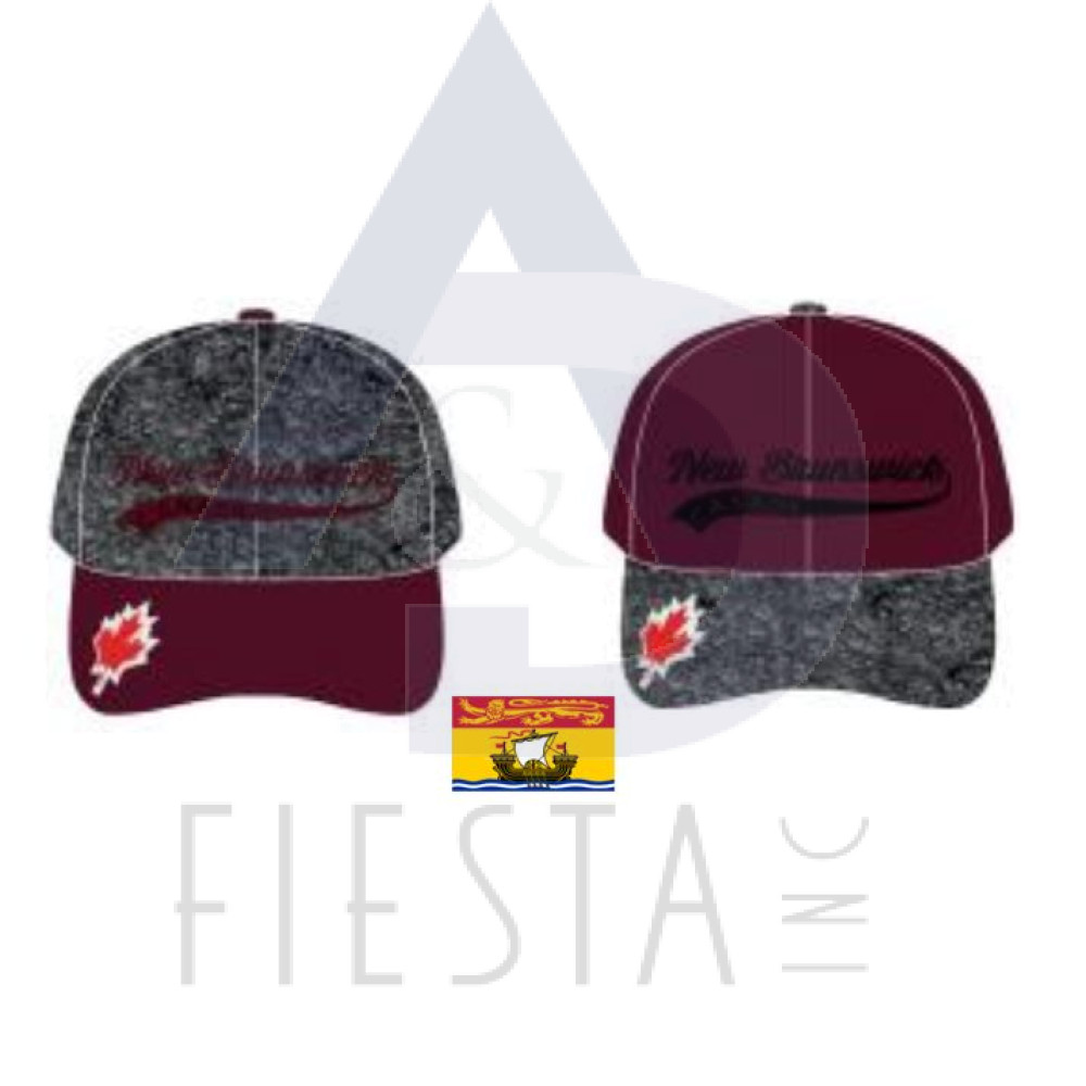 NEW BRUNSWICK CAP 3D SCRIPT UNDERLINED WITH MAPLE LEAF ON VISOR 2 COLORED CAP, ASSORTED COLORS