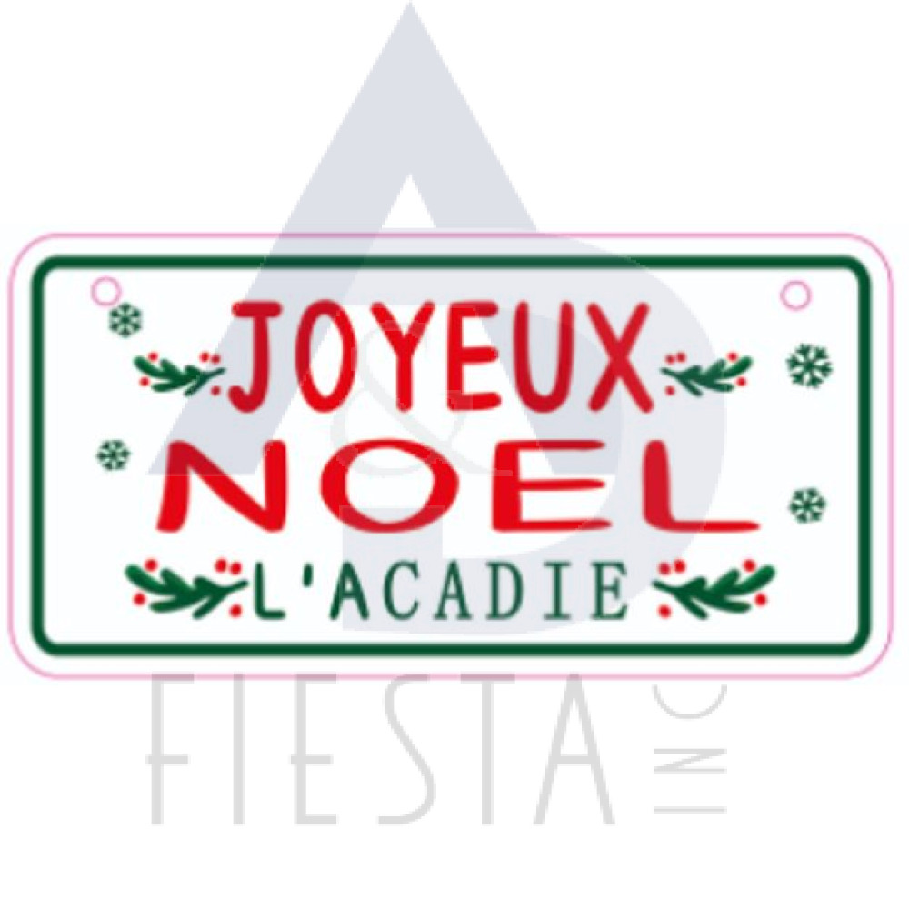 JOYEUX NOEL, L'ACADIE METAL HANGING SIGN WITH JUTE ROPE 5X10 CM