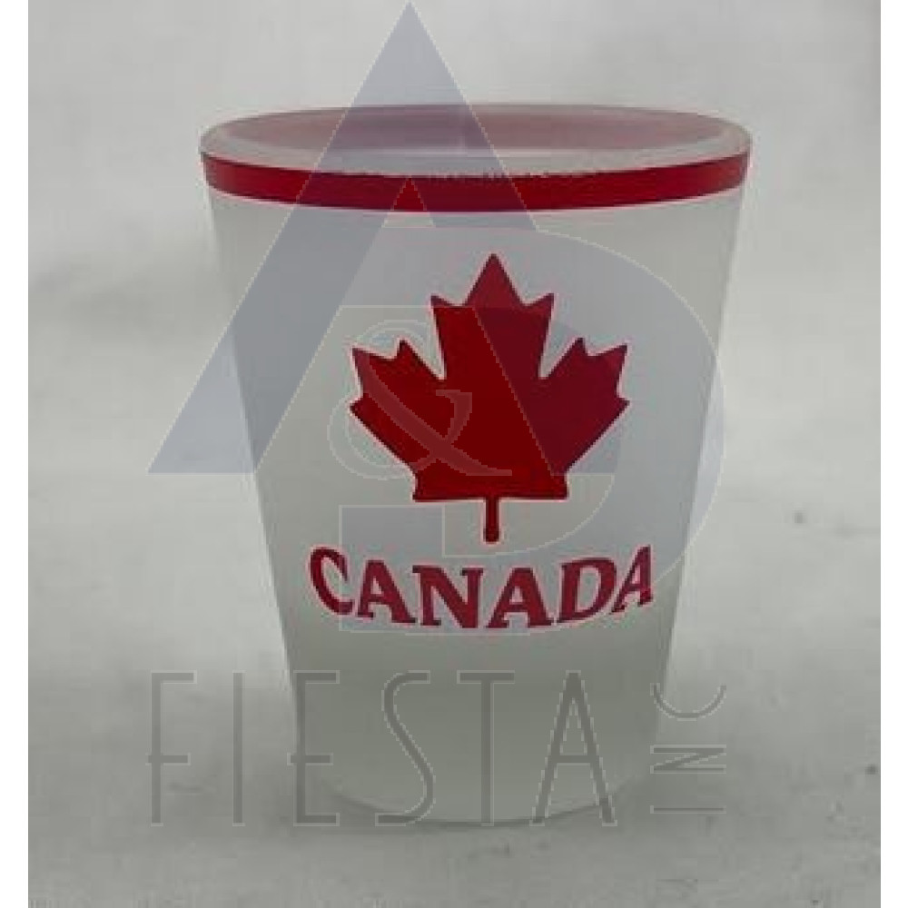 CANADA SHOT GLASS WITH SMALL RED BORDER AND BIG MAPLE LEAF