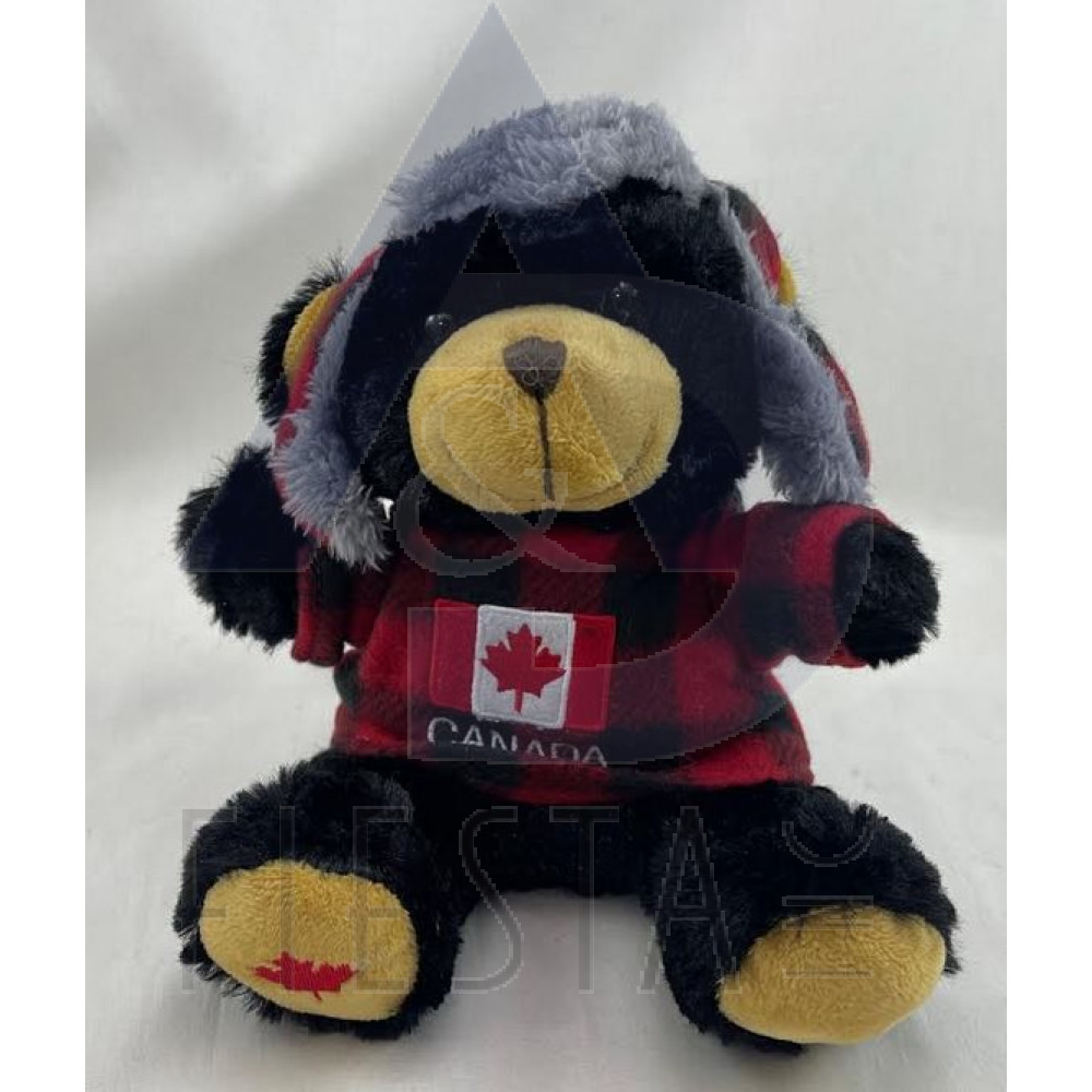 CANADA PLUSH 7.5" BLACK BEAR WITH WINTER HAT