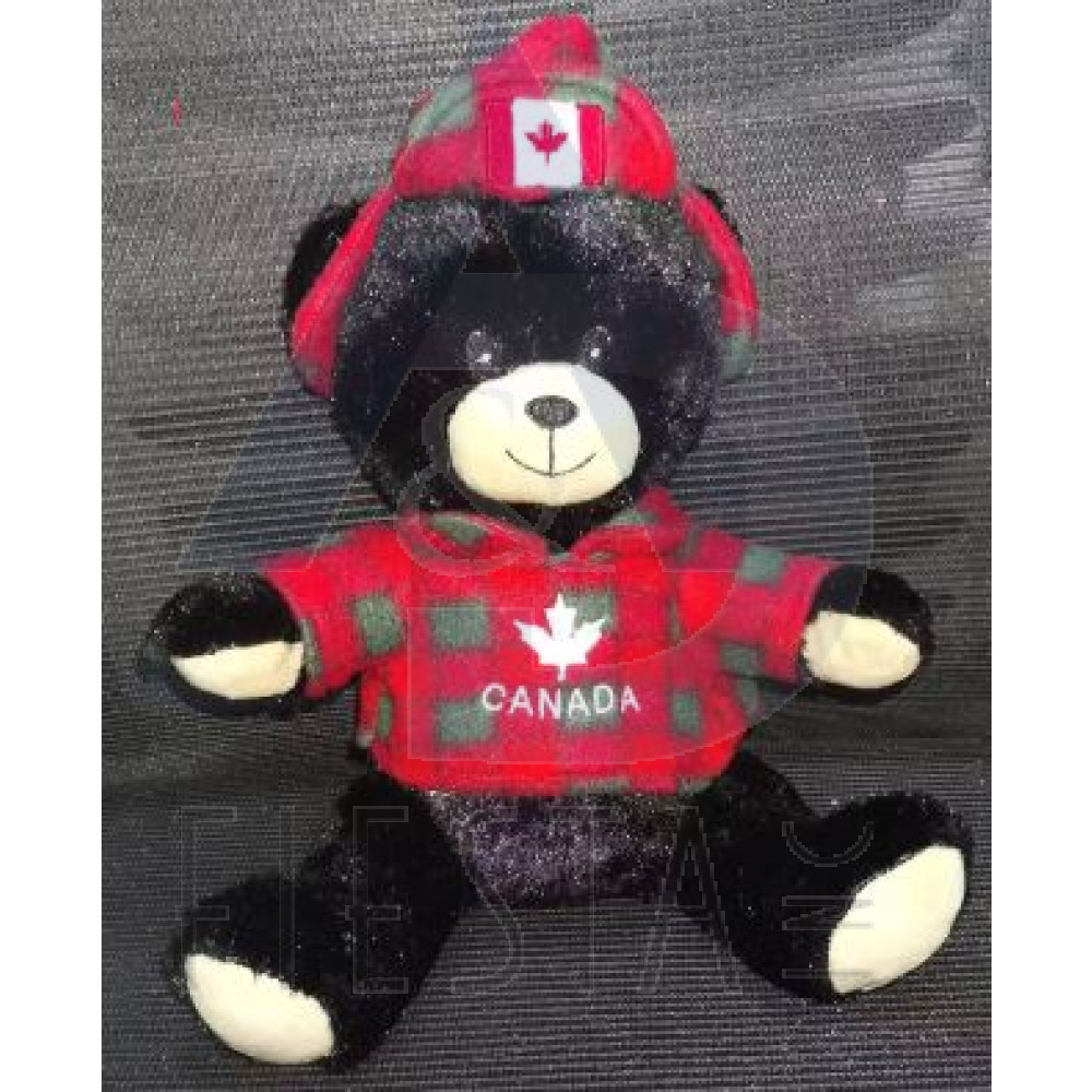CANADA PLUSH 8" BLACK BEAR WITH HAT & T-SHIRT