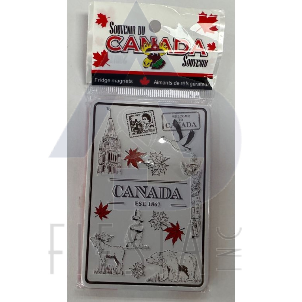 CANADA TINPLATE DOUBLE LAYER BORDER WITH ICONS MAGNET