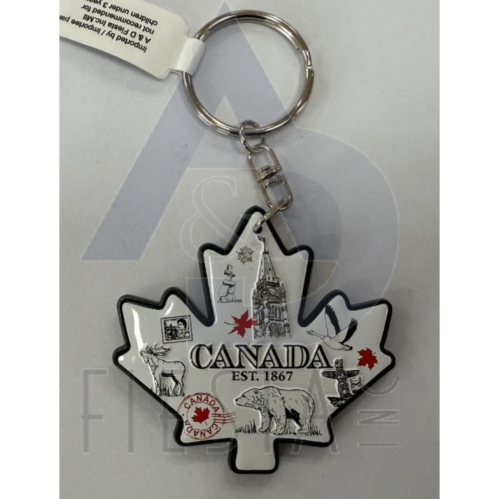CANADA MAPLE LEAF SHAPE WITH ICONS KEY CHAIN 