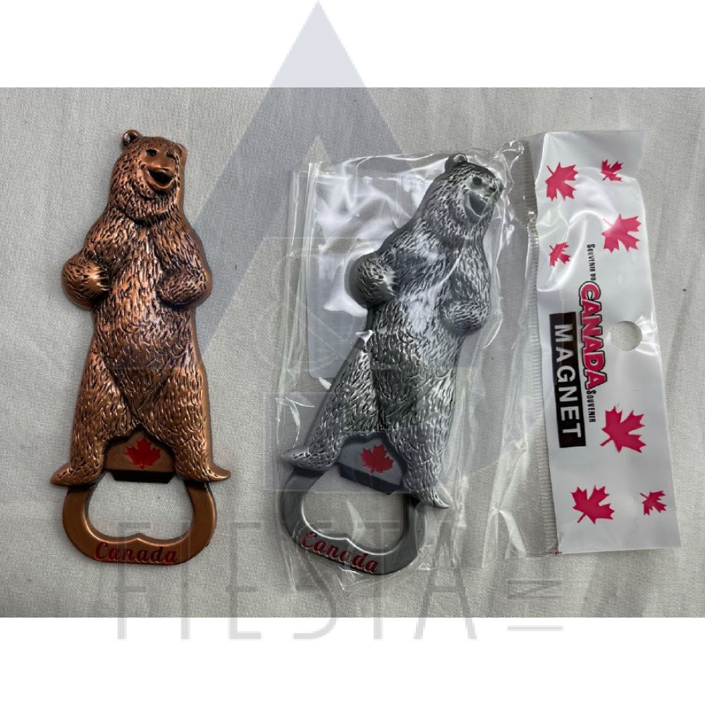 CANADA METAL STANDING BEAR WITH BOTTLE OPENER MAGNET