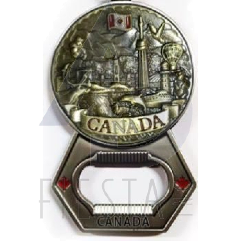 CANADA METAL ROUND LANDMARKS WITH BOTTLE OPENER MAGNET