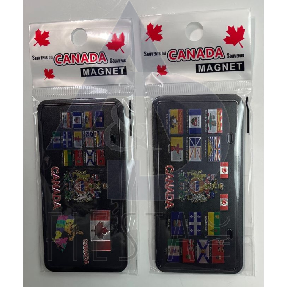 CANADA FOIL LICENSE PLATES WITH COAT OF ARMS AND PROVINCES 10X5 CM 2 ASSORTED MAGNET