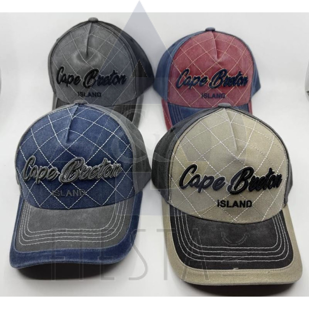 CAPE BRETON ISLAND CAP 2 TONED 3D SCRIPTED CHECHERBOARD OUTLINE, "CANADA" ON CLOSURE, DARK ASSORTED COLORS