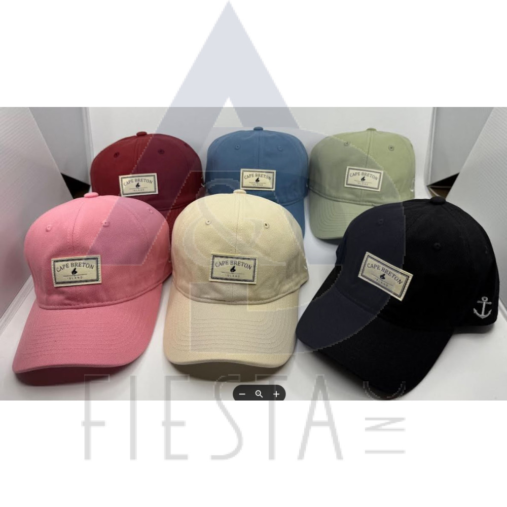 CAPE BRETON ISLAND CAP WITH RECTANGLE PATCH "CAPE BRETON ISLAND AND MAP" AND ANCHOR ON THE SIDE ASSORTED COLORS