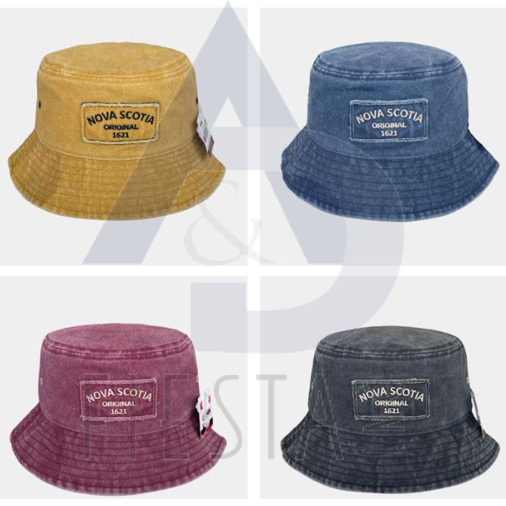 NOVA SCOTIA "ADULT" BUCKET HAT WITH PATCH 4 ASSORTED COLORS