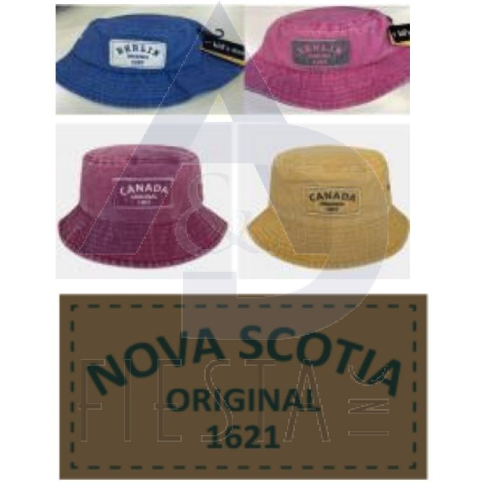 NOVA SCOTIA "CHILDREN" BUCKET HAT WITH PATCH 4 ASSORTED COLORS