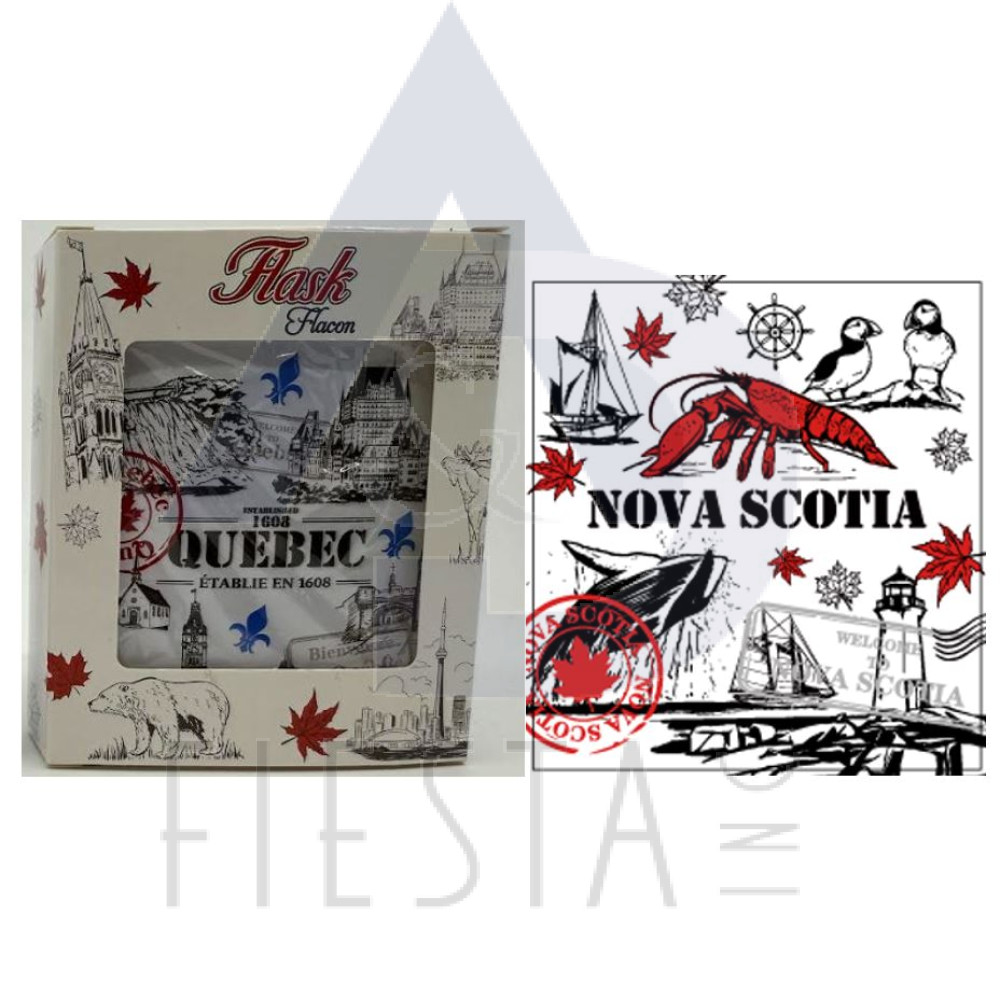NOVA SCOTIA 6 OZ. WHITE FLASK WITH ICONS