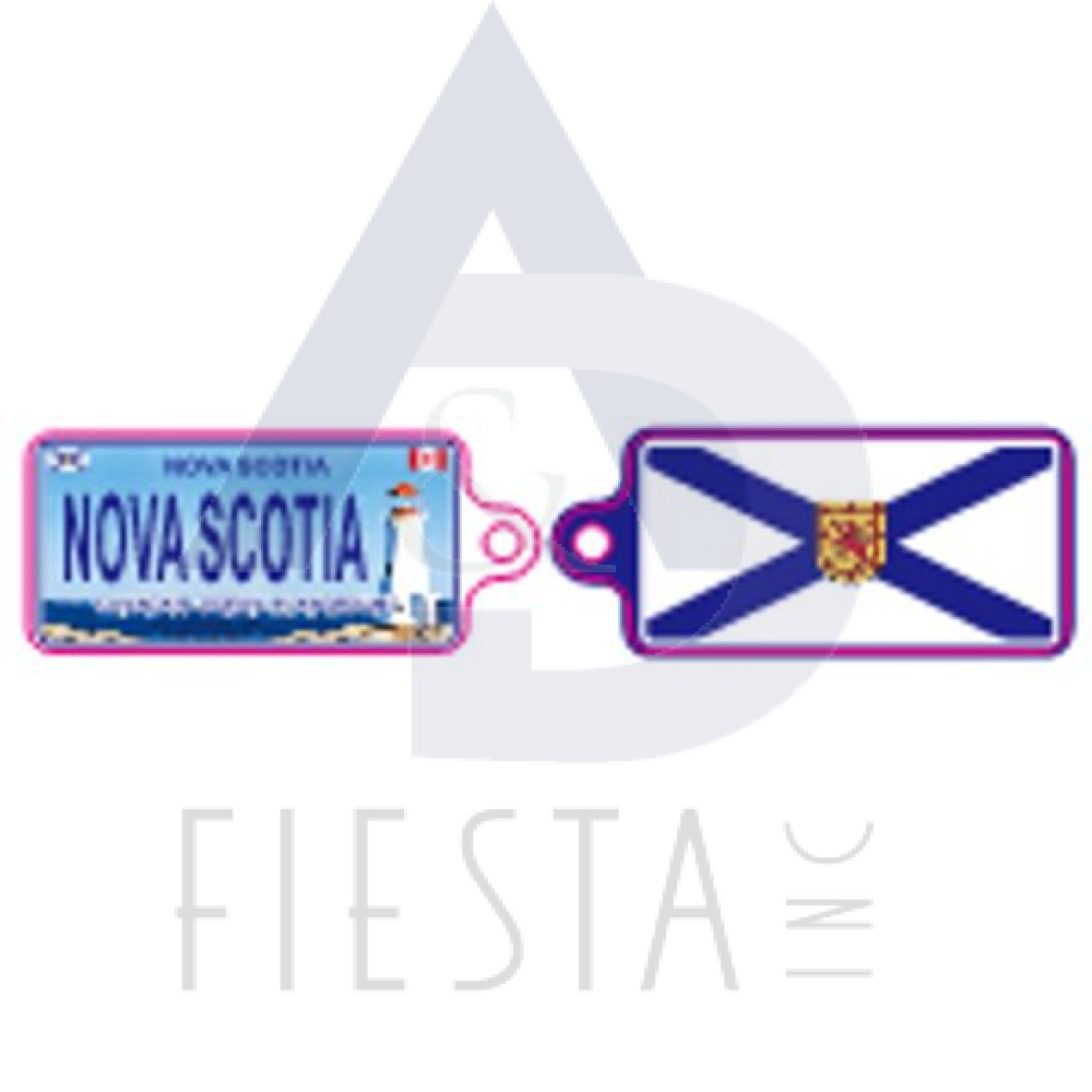 NOVA SCOTIA 2 SIDED LICENSE PLATE WITH LIGHT HOUSE 7X3 CM KEY CHAIN 