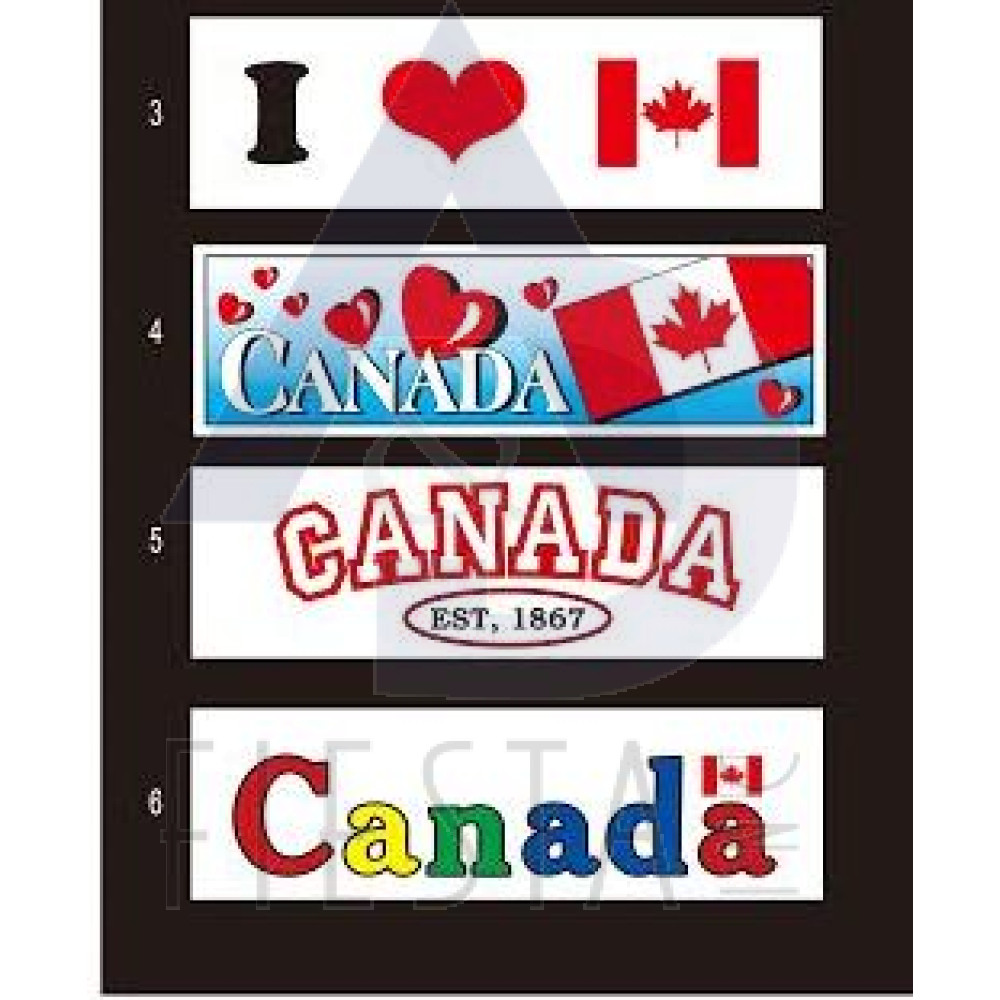 CANADA LARGE RECTANGLE BUMPER STICKERS ASSORTED