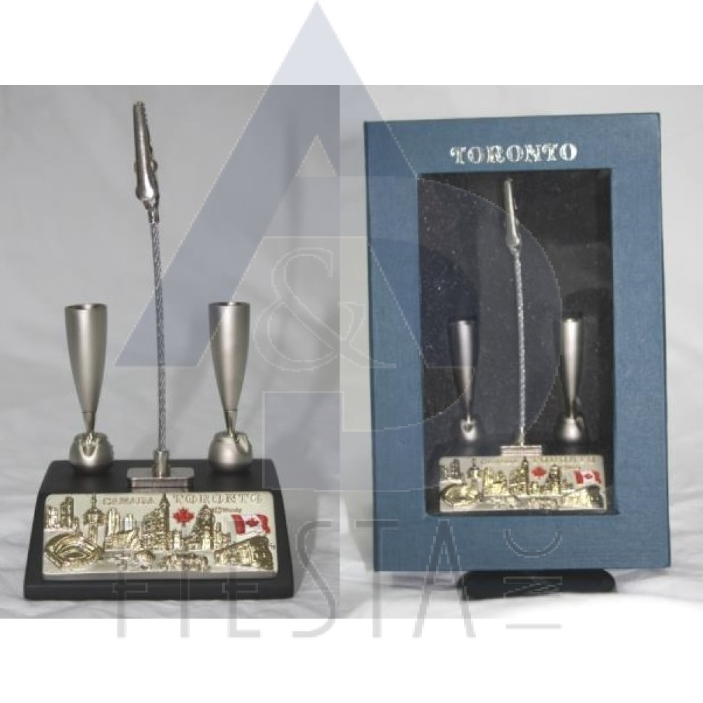 TORONTO 2-TONE 2 PEN HOLDER WITH MEMO CLIP BLUE GIFT BOX