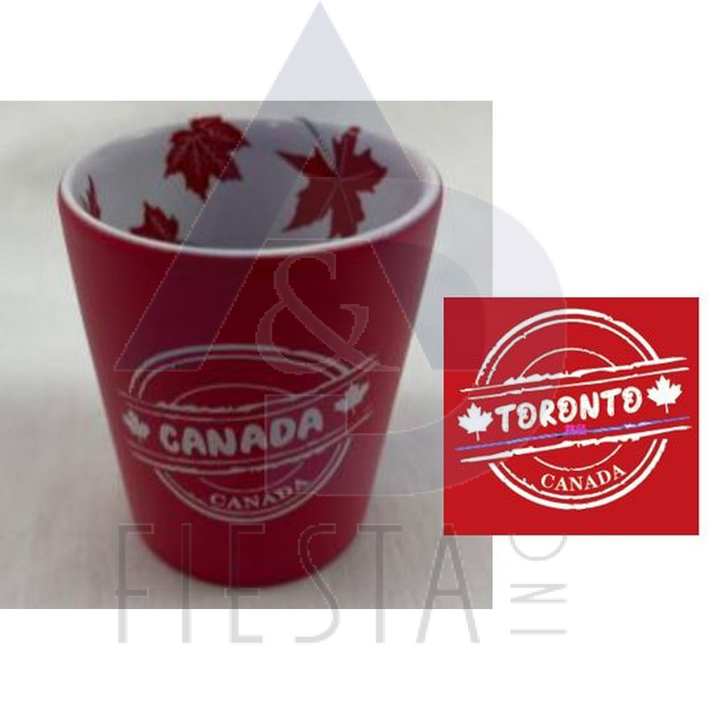 TORONTO CERAMIC RED SHOT GLASS WITH 2 SIDED LOGO