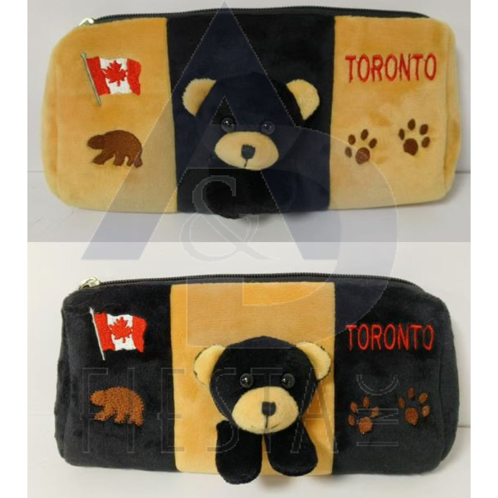 TORONTO PLUSH RECTANGLE BLACK BEAR PENCIL CASE