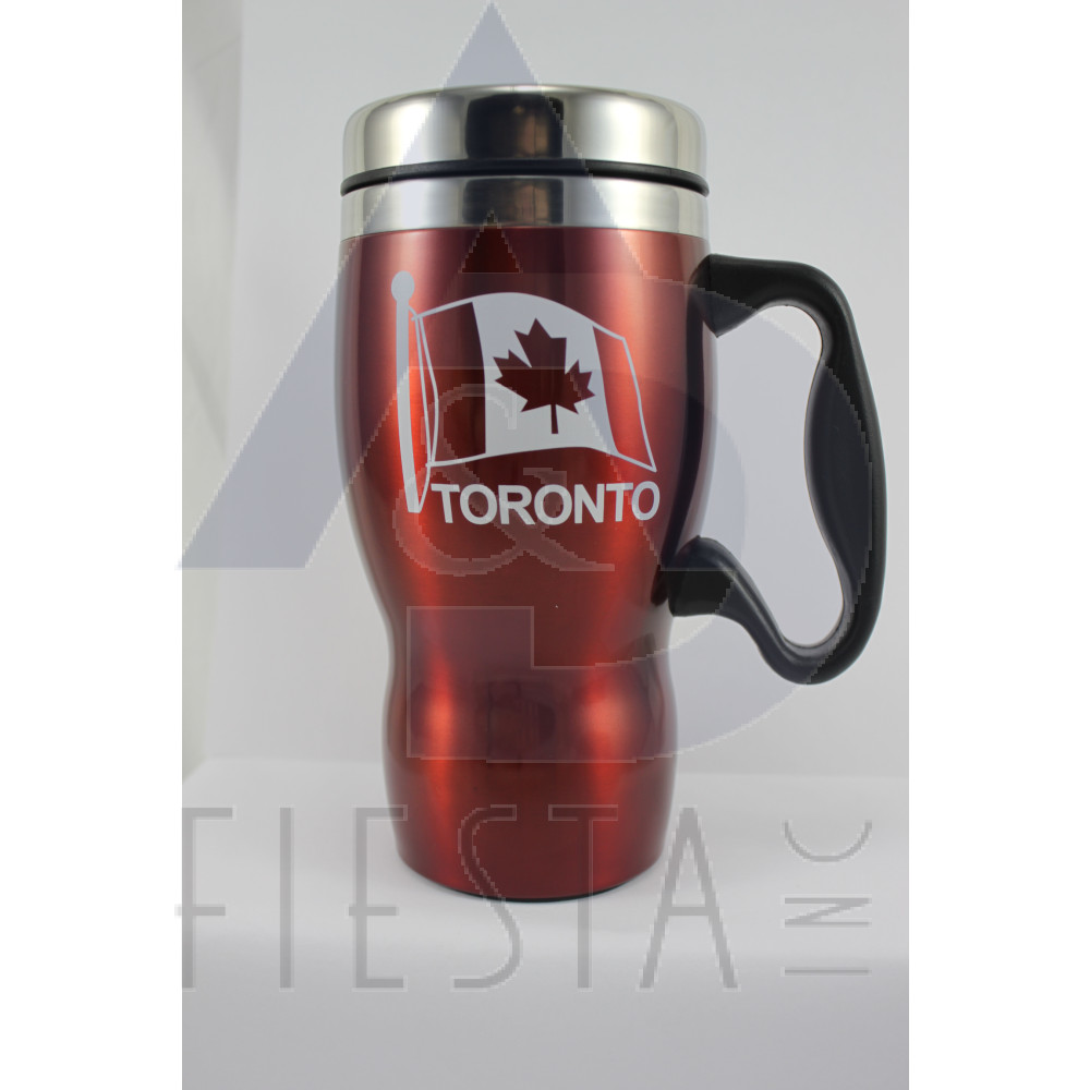 TORONTO RED STAINLESS STEEL MUG 16 OZ. WITH HANDLE