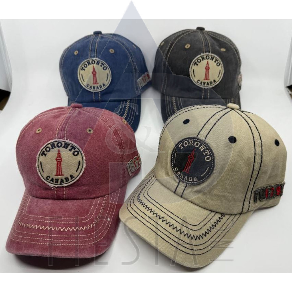 TORONTO CAP WITH ROUND PATCH WITH "TORONTO/CN TOWER/CANADA, SIDE PATCH TORONTO/1793 ASSORTED COLORS