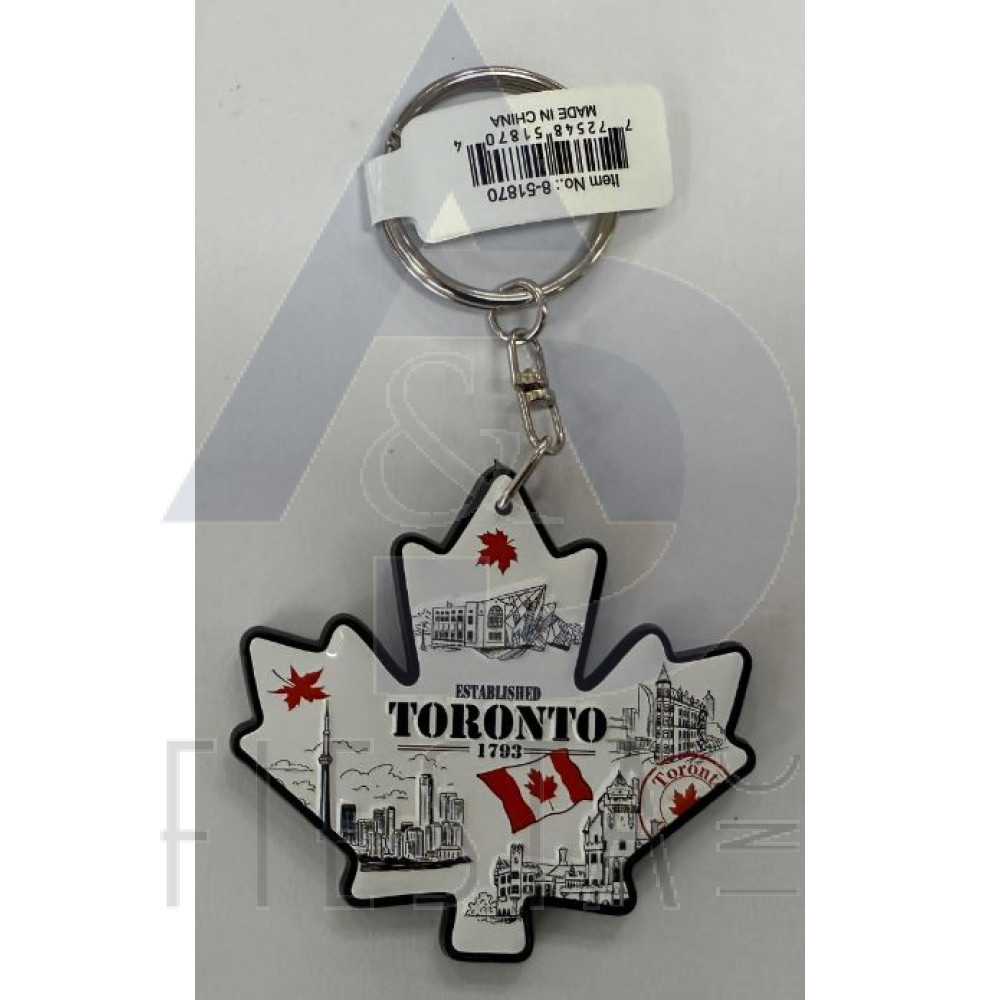 TORONTO MAPLE LEAF SHAPE WITH ICONS KEY CHAIN 