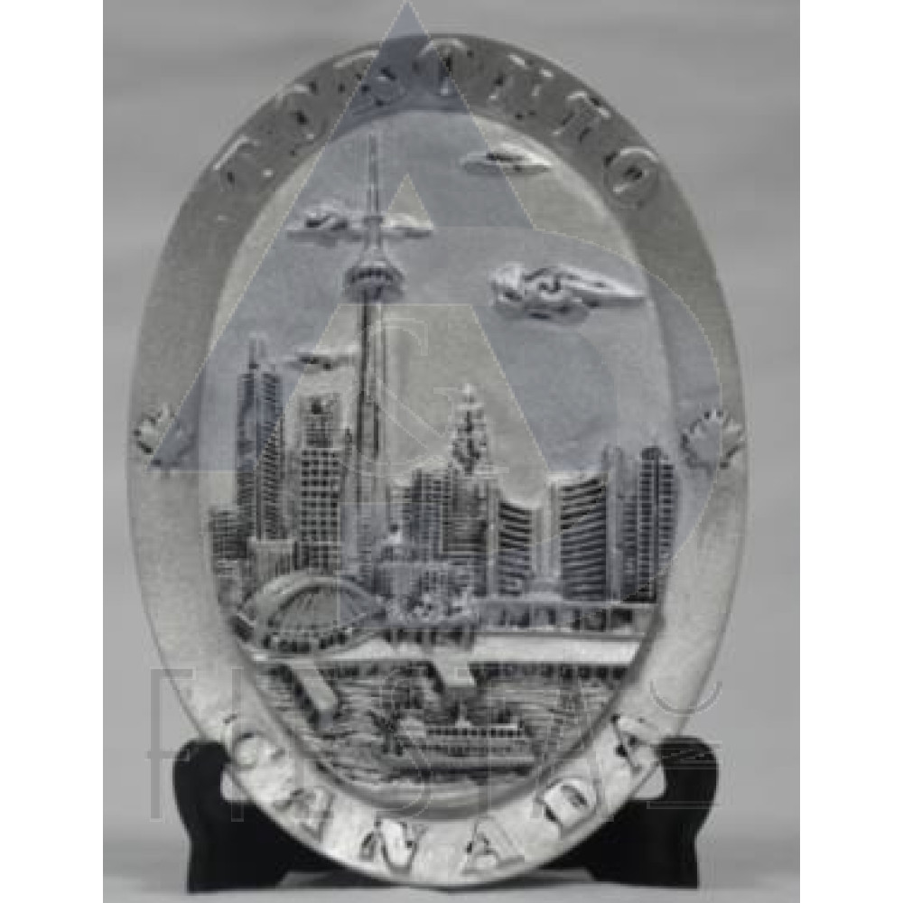 TORONTO OVAL POLY DISH WITH STAND SILVER